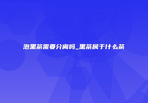 泡黑茶需要分离吗_黑茶属于什么茶