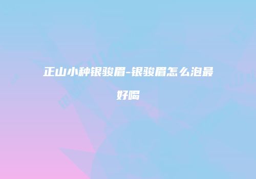 正山小种银骏眉-银骏眉怎么泡最好喝