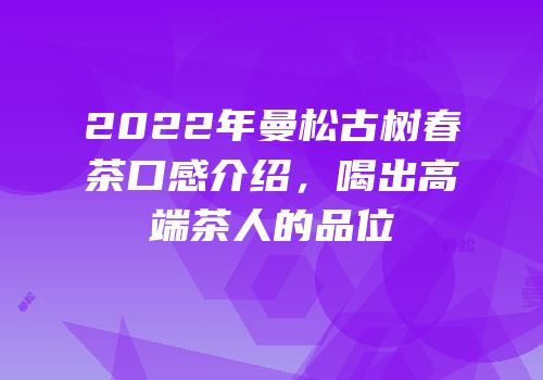 2022年曼松古树春茶口感介绍，喝出高端茶人的品位