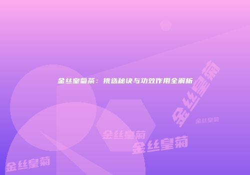 金丝皇菊茶：挑选秘诀与功效作用全解析