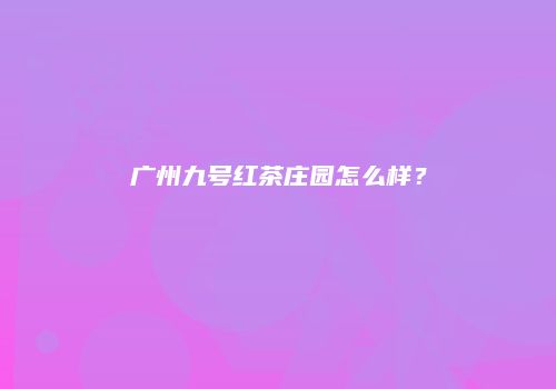 广州九号红茶庄园怎么样？