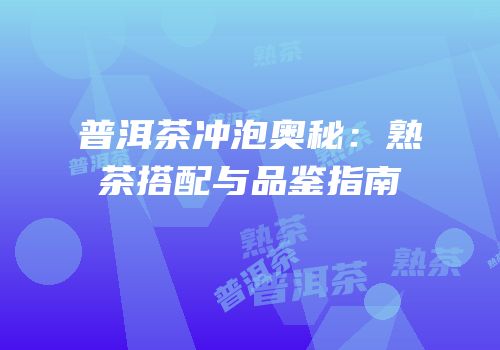 普洱茶冲泡奥秘：熟茶搭配与品鉴指南