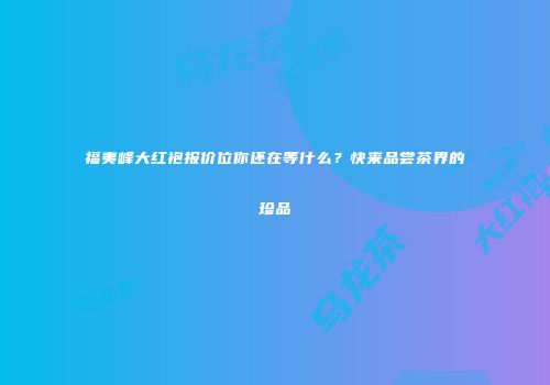 福夷峰大红袍报价位你还在等什么？快来品尝茶界的珍品