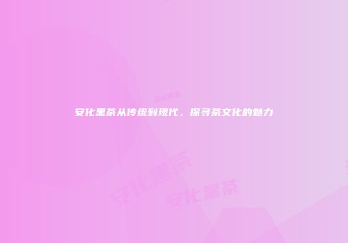 安化黑茶从传统到现代，探寻茶文化的魅力