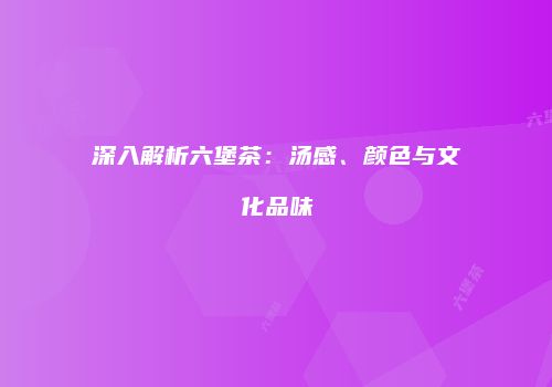 深入解析六堡茶：汤感、颜色与文化品味