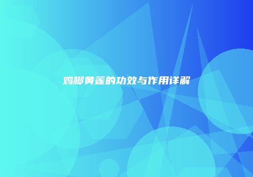 鸡脚黄莲的功效与作用详解