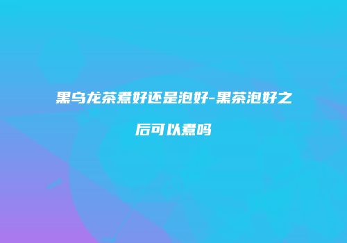 黑乌龙茶煮好还是泡好-黑茶泡好之后可以煮吗