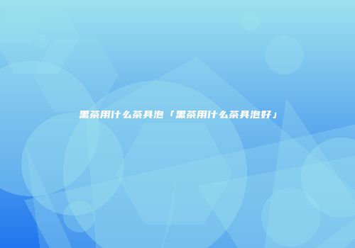 黑茶用什么茶具泡「黑茶用什么茶具泡好」