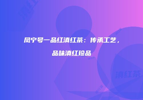 凤宁号一品红滇红茶：传承工艺，品味滇红珍品