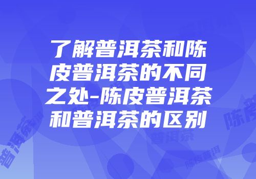 了解普洱茶和陈皮普洱茶的不同之处-陈皮普洱茶和普洱茶的区别