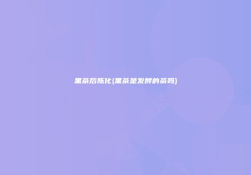 黑茶后陈化(黑茶是发酵的茶吗)