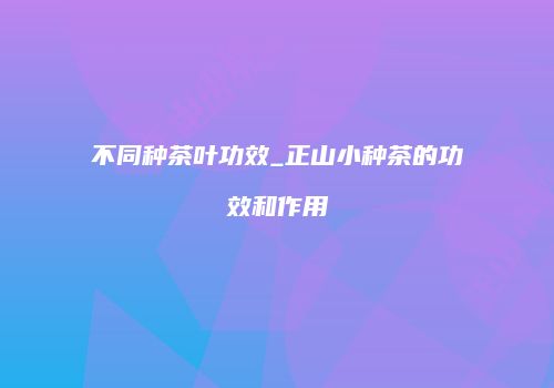 不同种茶叶功效_正山小种茶的功效和作用