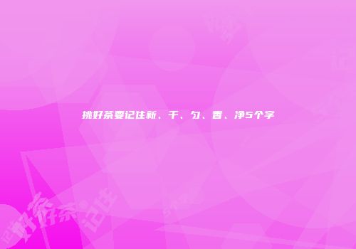 挑好茶要记住新、干、匀、香、净5个字