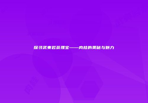 探寻武夷岩茶瑰宝——肉桂的奥秘与魅力