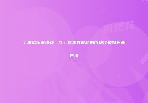 干枇杷花多少钱一斤？这里有最新的市场行情和购买方法