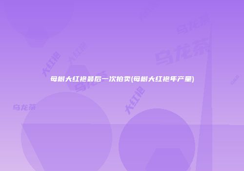 母树大红袍最后一次拍卖(母树大红袍年产量)