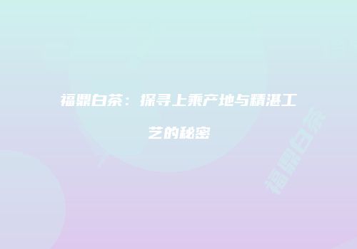 福鼎白茶：探寻上乘产地与精湛工艺的秘密