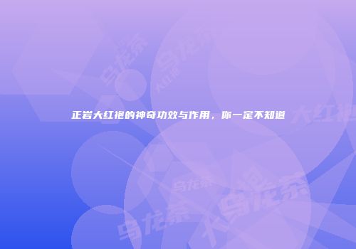 正岩大红袍的神奇功效与作用，你一定不知道
