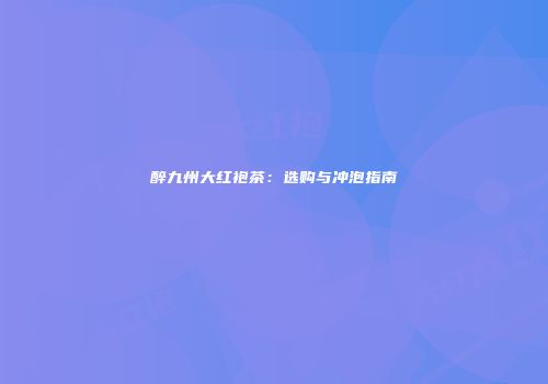 醉九州大红袍茶：选购与冲泡指南