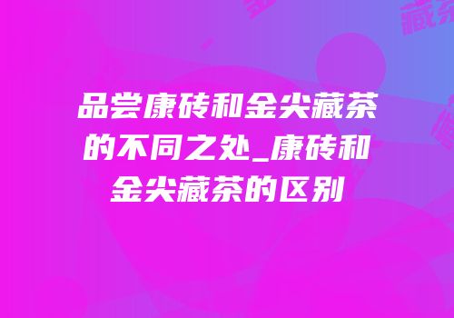 品尝康砖和金尖藏茶的不同之处_康砖和金尖藏茶的区别