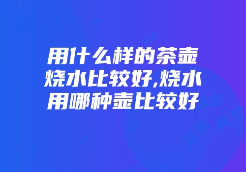 用什么样的茶壶烧水比较好,烧水用哪种壶比较好
