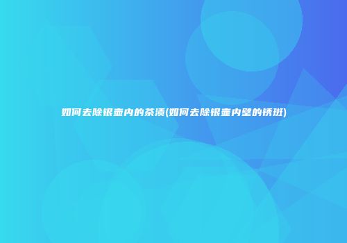 如何去除银壶内的茶渍(如何去除银壶内壁的锈斑)