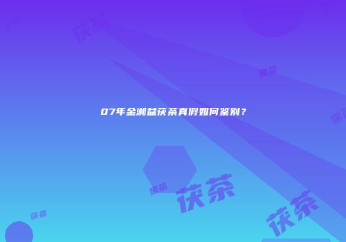 07年金湘益茯茶真假如何鉴别？