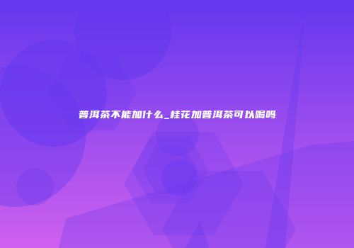 普洱茶不能加什么_桂花加普洱茶可以喝吗