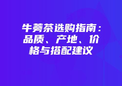 牛蒡茶选购指南：品质、产地、价格与搭配建议