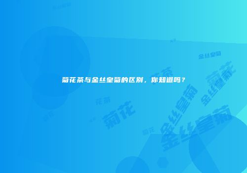 菊花茶与金丝皇菊的区别，你知道吗？