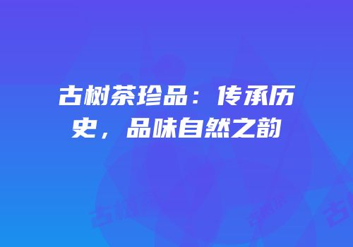 古树茶珍品：传承历史，品味自然之韵