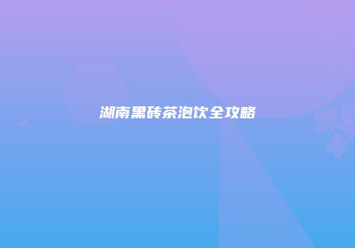 湖南黑砖茶泡饮全攻略