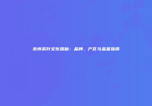 泉州茶叶文化探秘：品牌、产区与品鉴指南