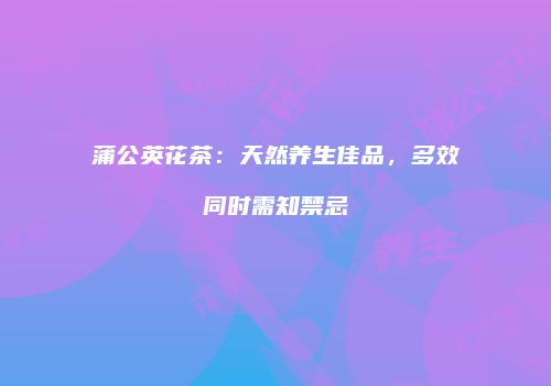 蒲公英花茶：天然养生佳品，多效同时需知禁忌
