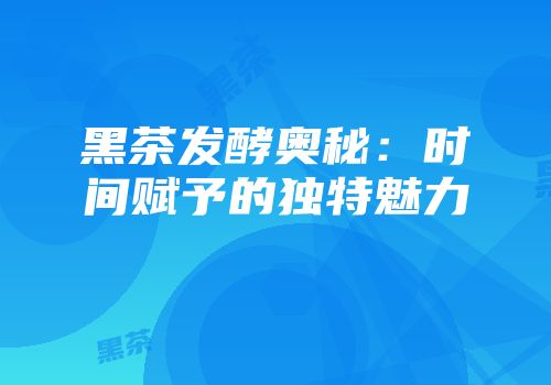 黑茶发酵奥秘：时间赋予的独特魅力