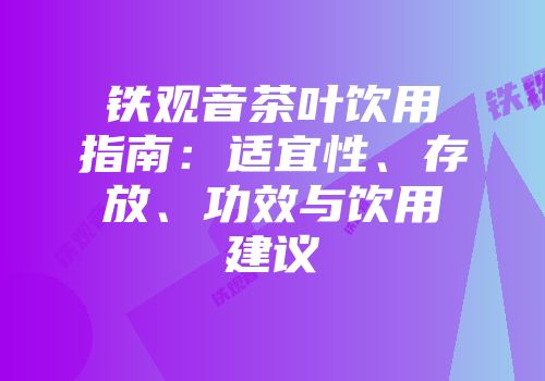 铁观音茶叶饮用指南：适宜性、存放、功效与饮用建议