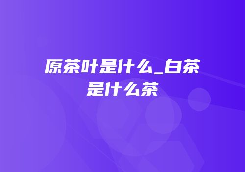 原茶叶是什么_白茶是什么茶