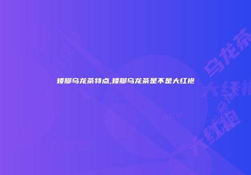 矮脚乌龙茶特点,矮脚乌龙茶是不是大红袍