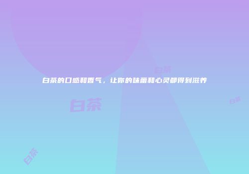 白茶的口感和香气，让你的味蕾和心灵都得到滋养