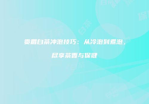 贡眉白茶冲泡技巧：从冷泡到煮泡，尽享茶香与保健