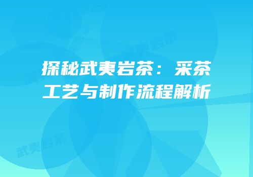 探秘武夷岩茶：采茶工艺与制作流程解析