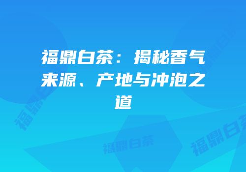 福鼎白茶：揭秘香气来源、产地与冲泡之道