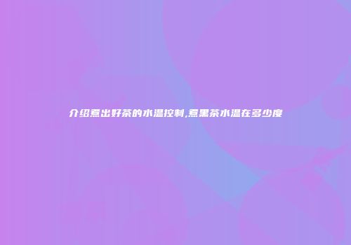 介绍煮出好茶的水温控制,煮黑茶水温在多少度