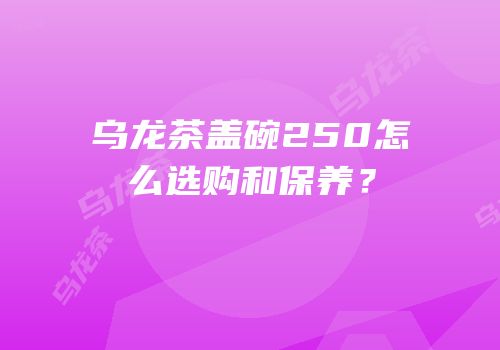 乌龙茶盖碗250怎么选购和保养？