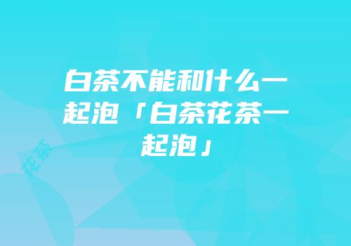 白茶不能和什么一起泡「白茶花茶一起泡」
