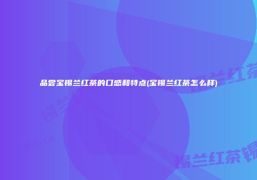 品尝宝锡兰红茶的口感和特点(宝锡兰红茶怎么样)