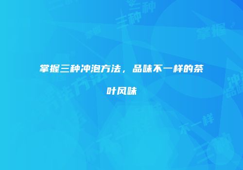 掌握三种冲泡方法，品味不一样的茶叶风味