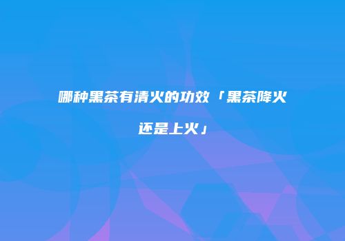 哪种黑茶有清火的功效「黑茶降火还是上火」