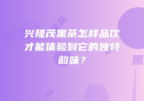 兴隆茂黑茶怎样品饮才能体验到它的独特韵味？