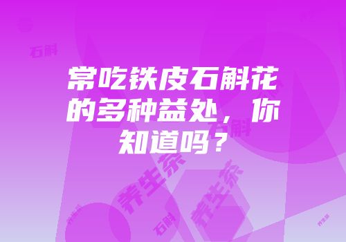 常吃铁皮石斛花的多种益处，你知道吗？